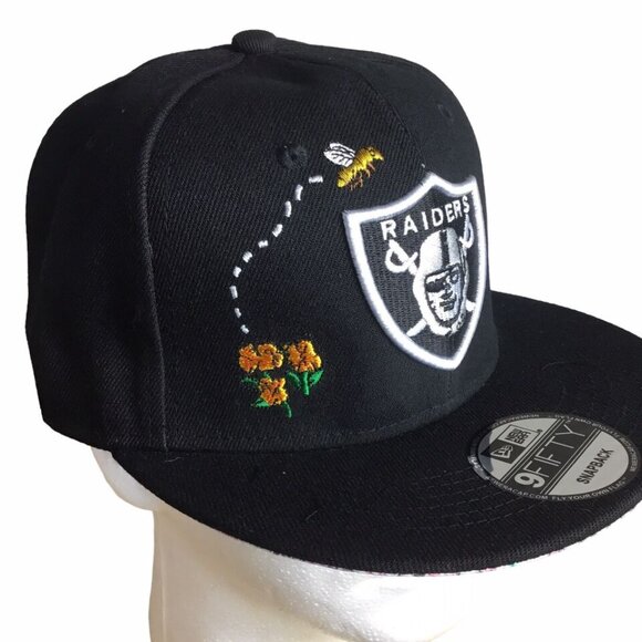 NFL Las Vegas Raiders New Era Fifty Black Floral Bee Embroidered NEW main image 6